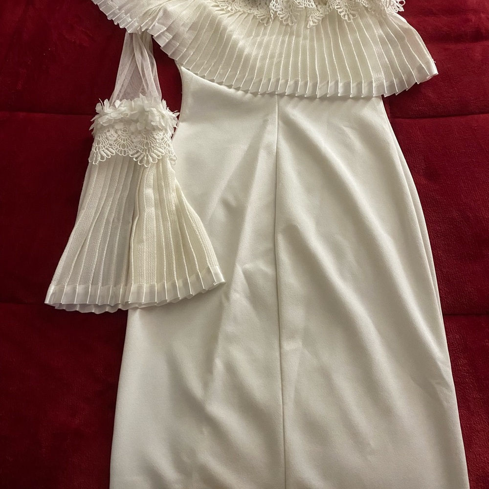 One shoulder white dress